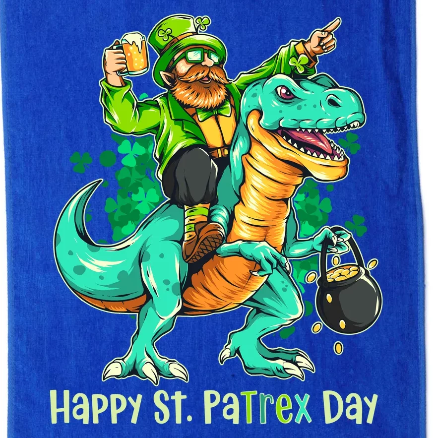 Funny Happy St. PaTREX Day Leprechaun Riding Trex Dinosaur Platinum Collection Golf Towel