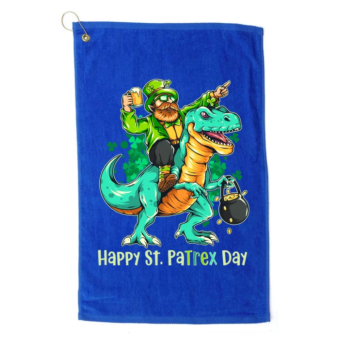 Funny Happy St. PaTREX Day Leprechaun Riding Trex Dinosaur Platinum Collection Golf Towel