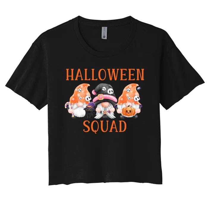 Funny Halloween Squad Funny Halloween Gnomes Gnomes Halloween Spooky Season Women's Crop Top Tee