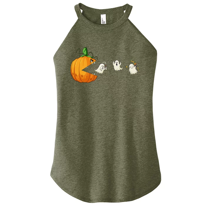 Funny Halloween Scary Pumpkin Ghosts Creepy Halloween Gamer Women’s Perfect Tri Rocker Tank