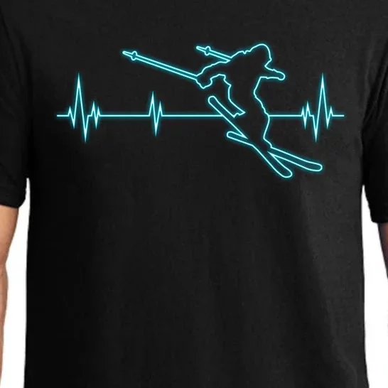 Funny Heartbeat Ski Skiing Loves Gift For Skier Pajama Set