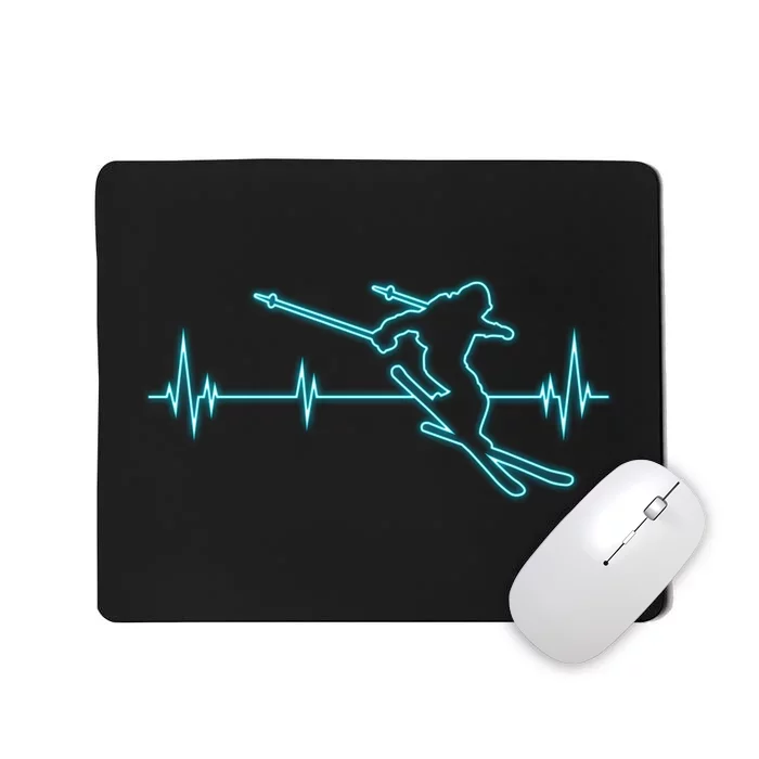 Funny Heartbeat Ski Skiing Loves Gift For Skier Mousepad