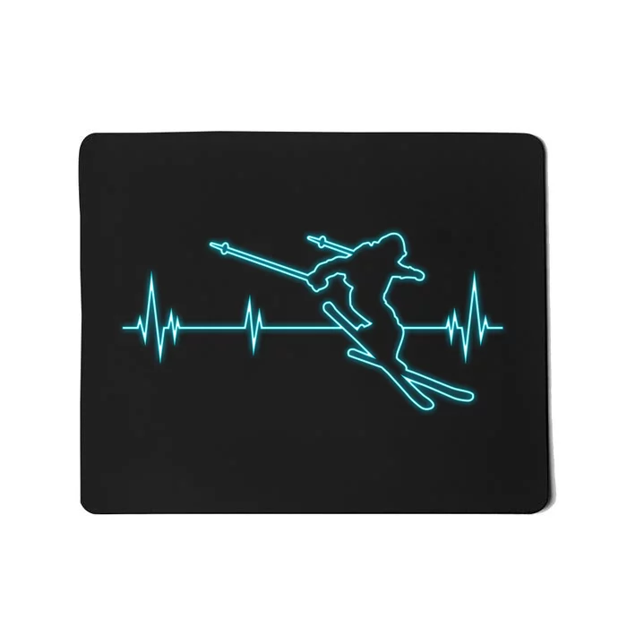 Funny Heartbeat Ski Skiing Loves Gift For Skier Mousepad