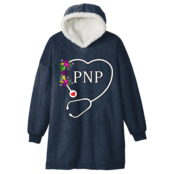 Floral Heart Stethoscope Pnp Pediatric Nurse Practitioner Gift Hooded Wearable Blanket