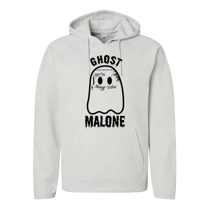 Funny Halloween Spooky Season Fall Season Cute Ghost Malone Performance Fleece Hoodie