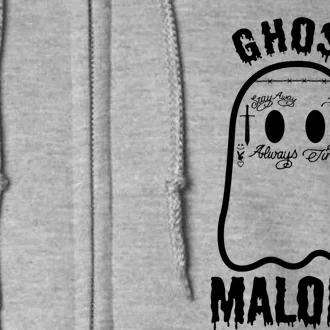 Funny Halloween Spooky Season Fall Season Cute Ghost Malone Full Zip Hoodie