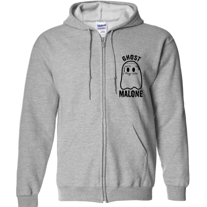 Funny Halloween Spooky Season Fall Season Cute Ghost Malone Full Zip Hoodie