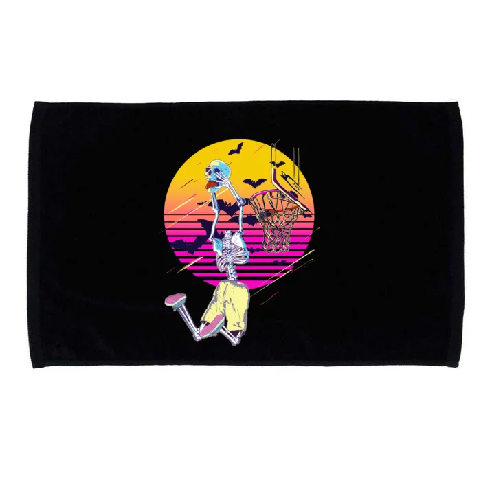 Funny Halloween Skeleton Basketball Player Dunking Skull Microfiber Hand Towel