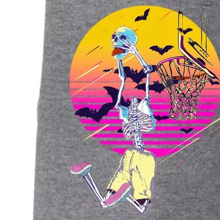 Funny Halloween Skeleton Basketball Player Dunking Skull Doggie 3-End Fleece Hoodie