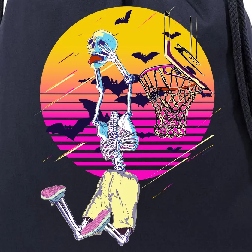 Funny Halloween Skeleton Basketball Player Dunking Skull Drawstring Bag