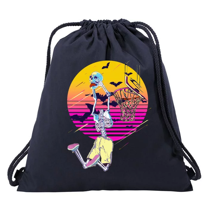 Funny Halloween Skeleton Basketball Player Dunking Skull Drawstring Bag