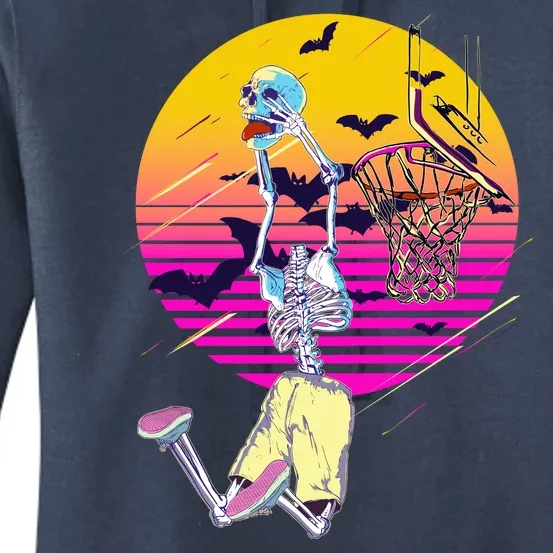 Funny Halloween Skeleton Basketball Player Dunking Skull Women's Pullover Hoodie