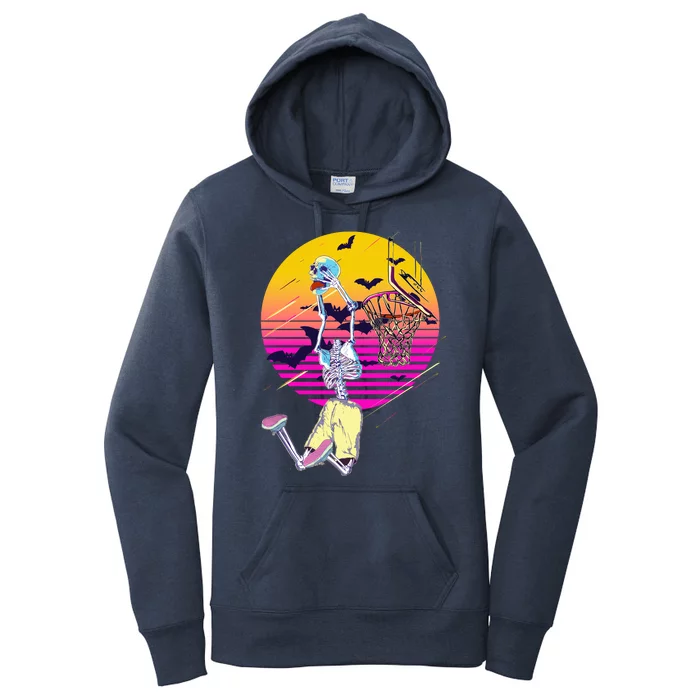 Funny Halloween Skeleton Basketball Player Dunking Skull Women's Pullover Hoodie