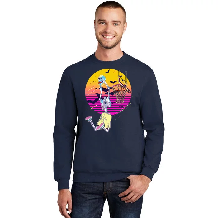 Funny Halloween Skeleton Basketball Player Dunking Skull Tall Sweatshirt