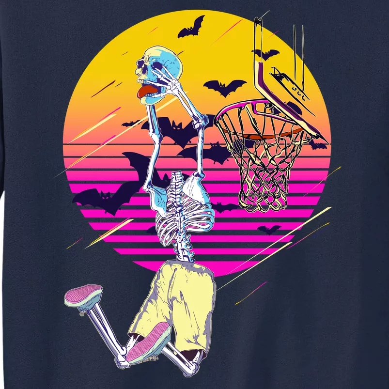 Funny Halloween Skeleton Basketball Player Dunking Skull Tall Sweatshirt