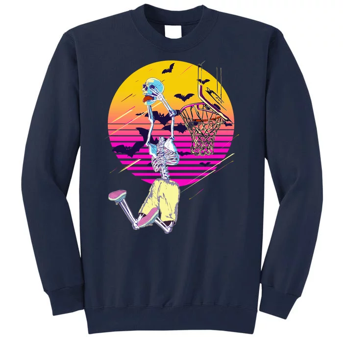 Funny Halloween Skeleton Basketball Player Dunking Skull Tall Sweatshirt