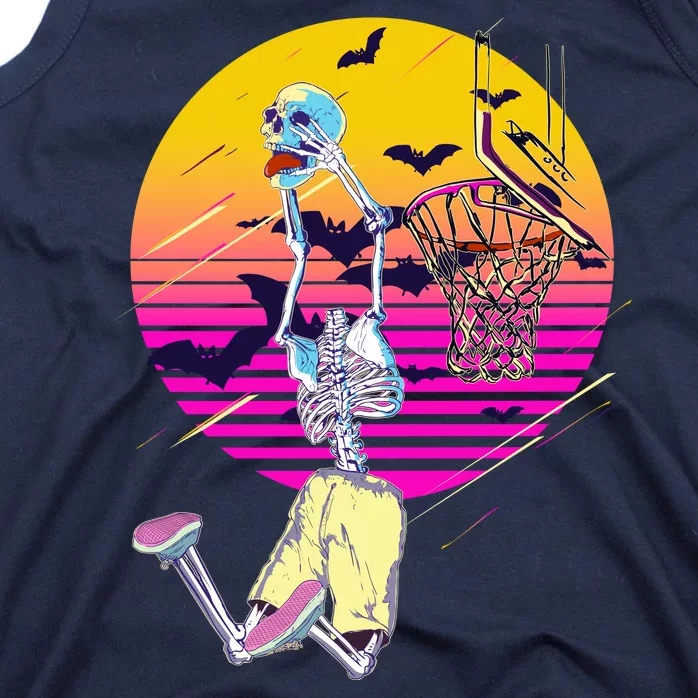 Funny Halloween Skeleton Basketball Player Dunking Skull Tank Top