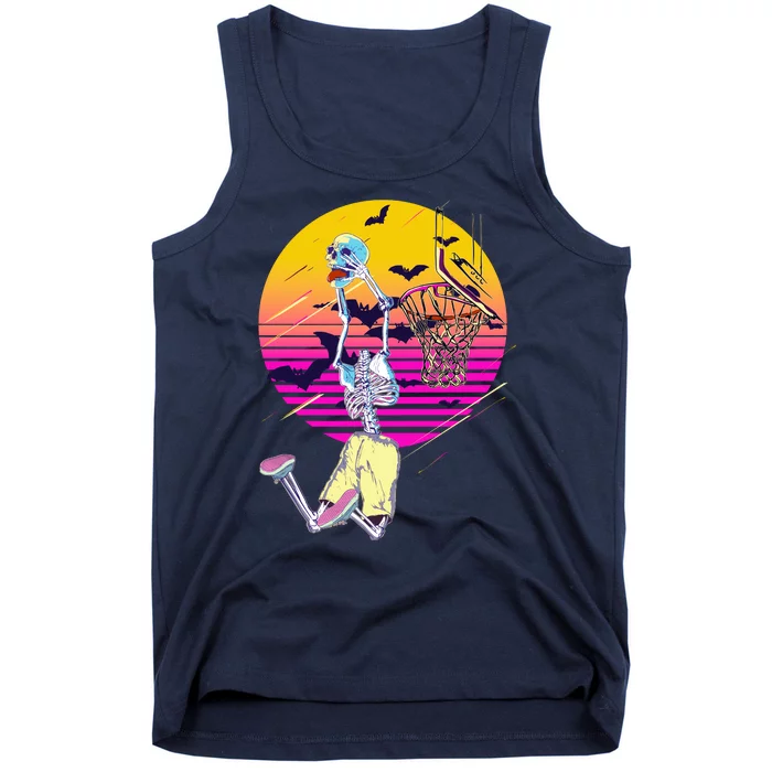 Funny Halloween Skeleton Basketball Player Dunking Skull Tank Top