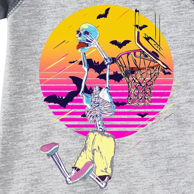 Funny Halloween Skeleton Basketball Player Dunking Skull Infant Baby Jersey Bodysuit