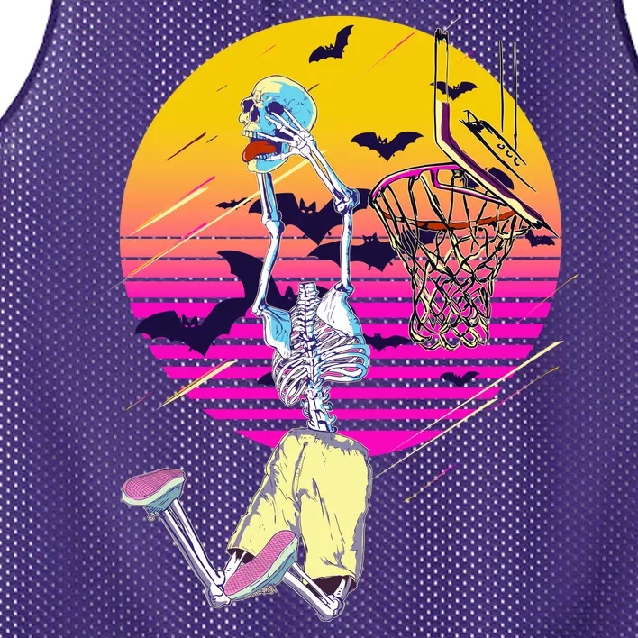 Funny Halloween Skeleton Basketball Player Dunking Skull Mesh Reversible Basketball Jersey Tank