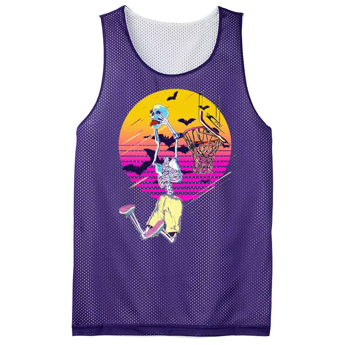 Funny Halloween Skeleton Basketball Player Dunking Skull Mesh Reversible Basketball Jersey Tank