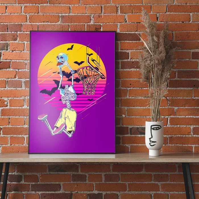 Funny Halloween Skeleton Basketball Player Dunking Skull Poster