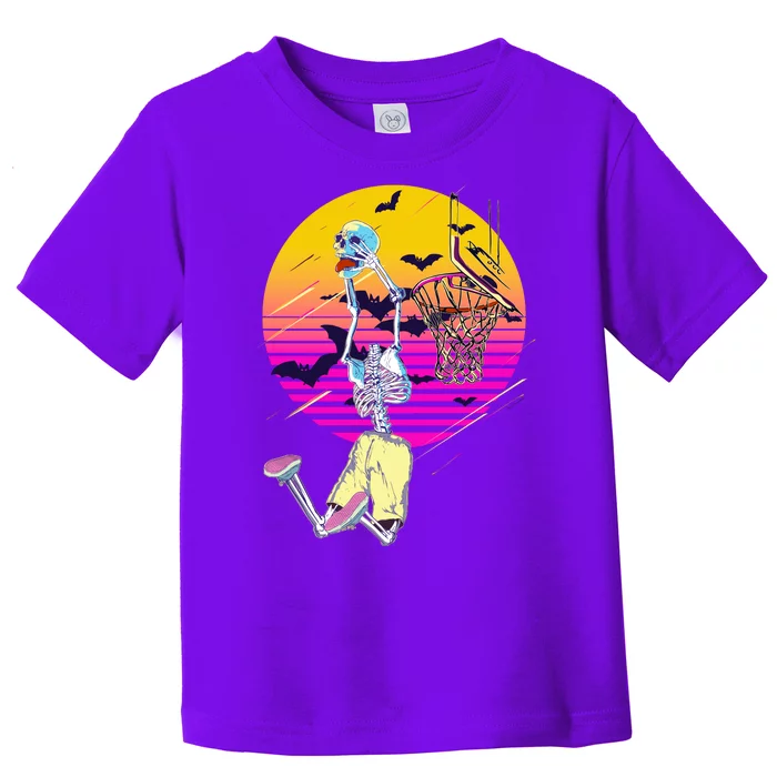 Funny Halloween Skeleton Basketball Player Dunking Skull Toddler T-Shirt