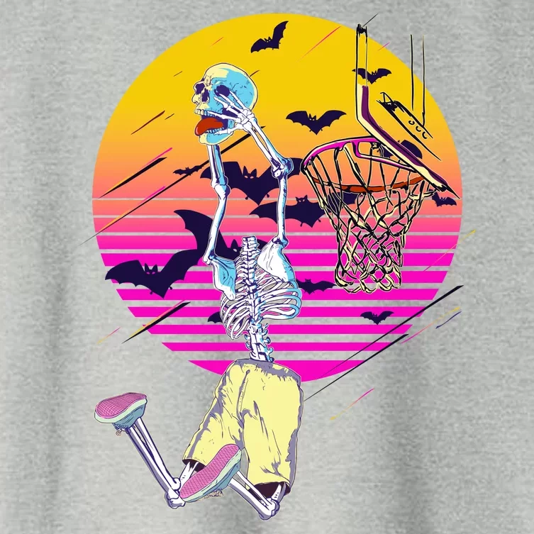 Funny Halloween Skeleton Basketball Player Dunking Skull Women's Crop Top Tee