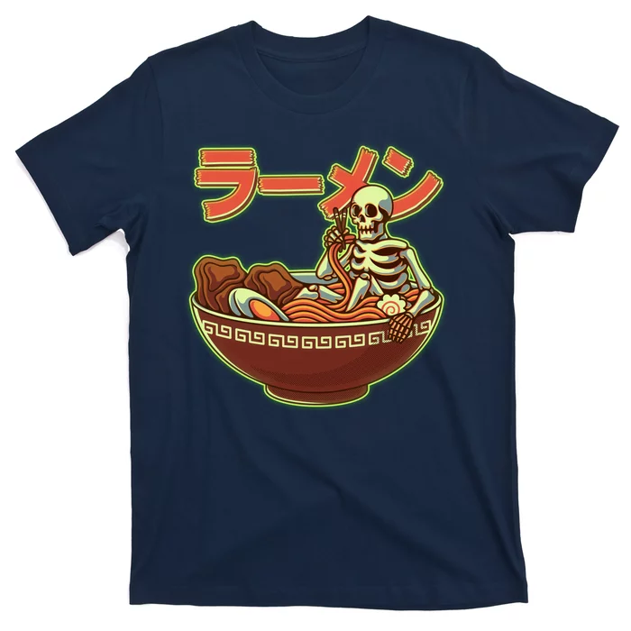 Funny Halloween Skeleton Japanese Ramen Bowl T-Shirt