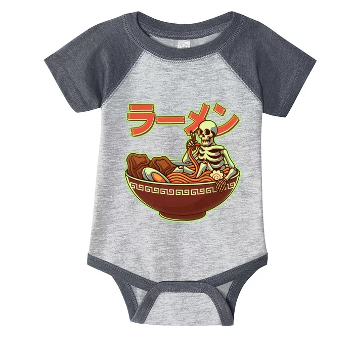 Funny Halloween Skeleton Japanese Ramen Bowl Infant Baby Jersey Bodysuit