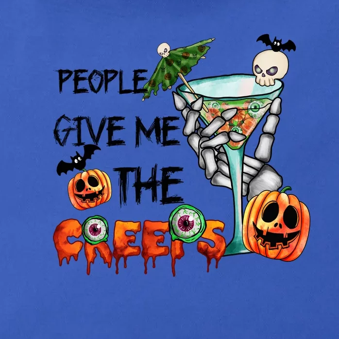 Funny Halloween Skeleton Hand Fall People Give Me The Creeps Halloween Gift Zip Tote Bag