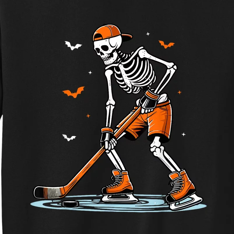 Funny Halloween Skeleton Ice Hockey Gift Sticks Hockey Tall Sweatshirt