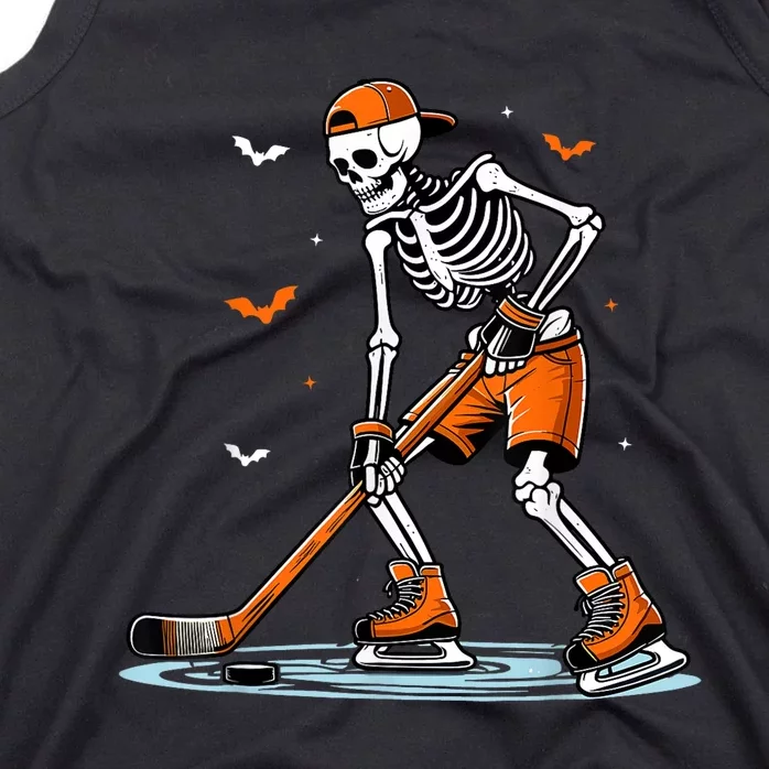 Funny Halloween Skeleton Ice Hockey Gift Sticks Hockey Tank Top