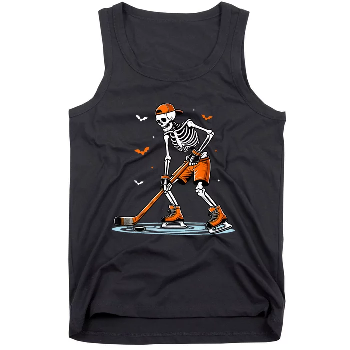 Funny Halloween Skeleton Ice Hockey Gift Sticks Hockey Tank Top