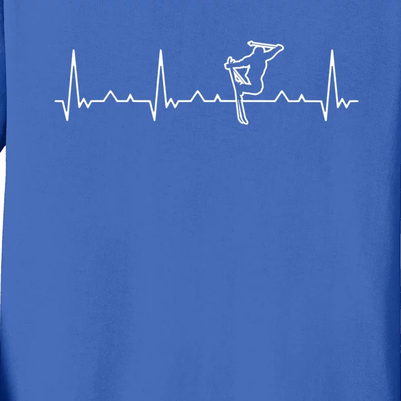 Funny Heartbeat Skiing Extreme Freestyle Great Gift Kids Long Sleeve Shirt