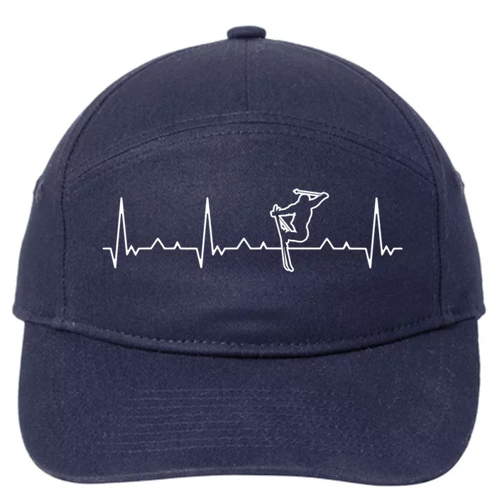 Funny Heartbeat Skiing Extreme Freestyle Great Gift 7-Panel Snapback Hat