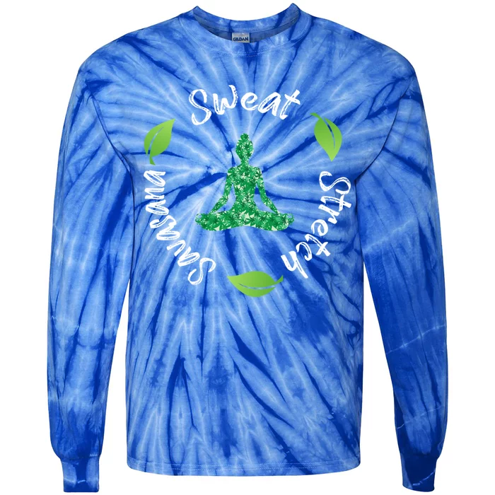 Funny Hippie Sweat Stretch Savasana Repeat Yoga Quote Meaningful Gift Tie-Dye Long Sleeve Shirt