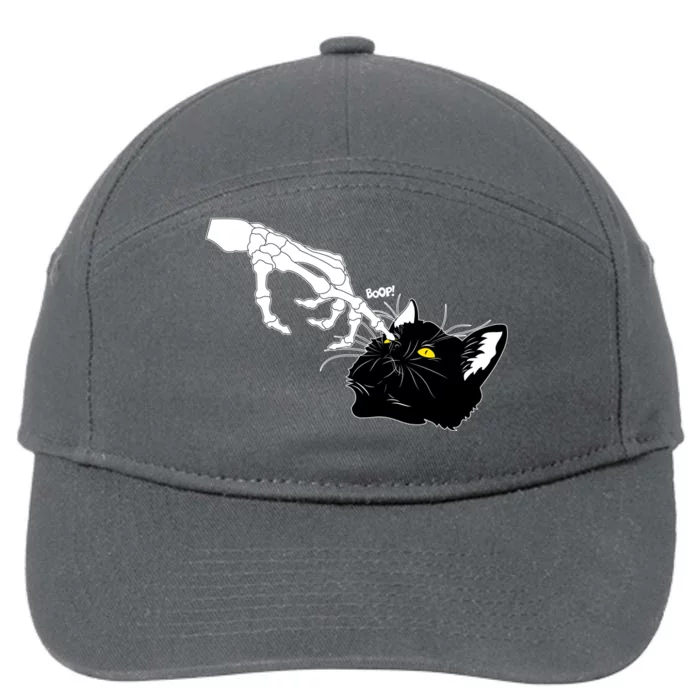 Funny Halloween Skeleton Boop Kitten Cat Nose 7-Panel Snapback Hat