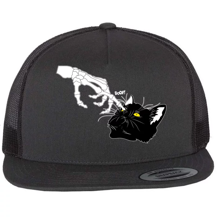 Funny Halloween Skeleton Boop Kitten Cat Nose Flat Bill Trucker Hat