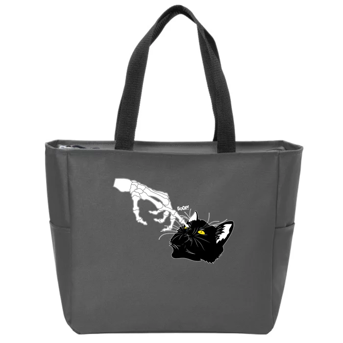 Funny Halloween Skeleton Boop Kitten Cat Nose Zip Tote Bag