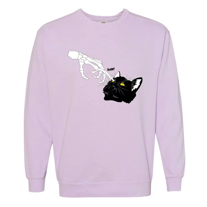 Funny Halloween Skeleton Boop Kitten Cat Nose Garment-Dyed Sweatshirt