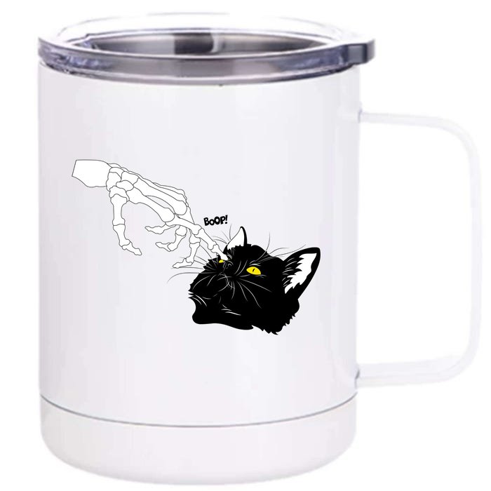 Funny Halloween Skeleton Boop Kitten Cat Nose Front & Back 12oz Stainless Steel Tumbler Cup