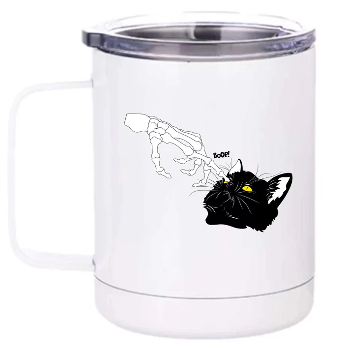 Funny Halloween Skeleton Boop Kitten Cat Nose Front & Back 12oz Stainless Steel Tumbler Cup