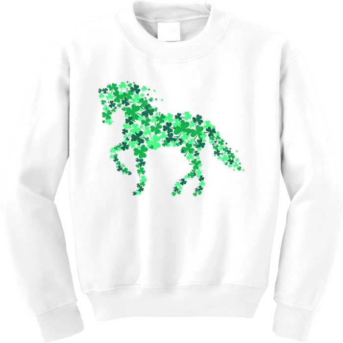 Funny Horse Shamrock For Horse Owner Riding St Patricks Day Great Gift Kids Sweatshirt