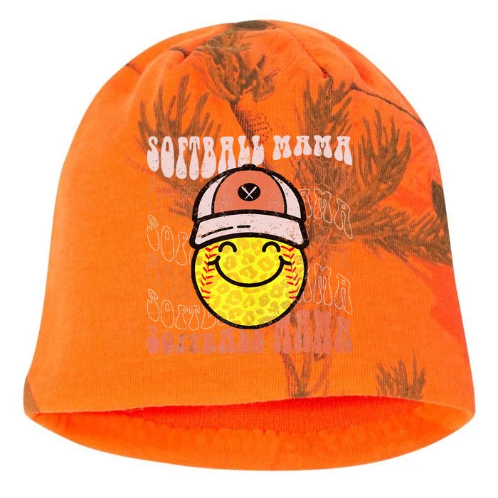 Funny Hippie Smile Face Baseball Mama Softball Mothers Day Kati - Camo Knit Beanie