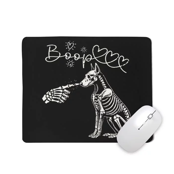 Funny Halloween Skeleton Hand Boop Doberman Pinscher Dog Mousepad