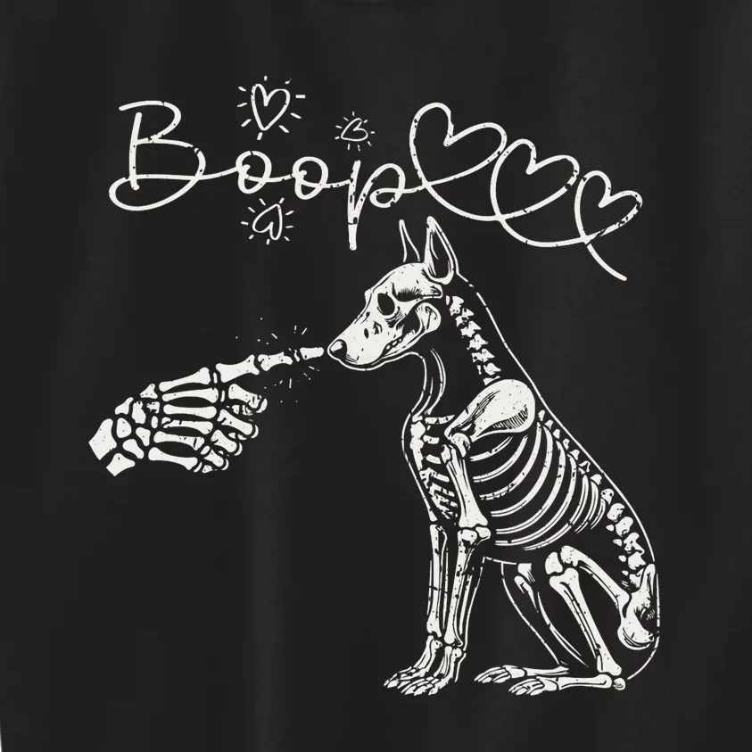 Funny Halloween Skeleton Hand Boop Doberman Pinscher Dog Kids Sweatshirt