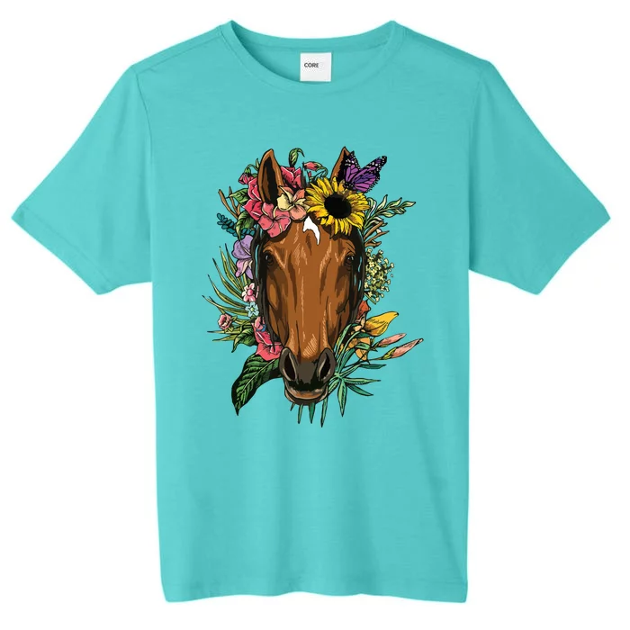 Floral Horse Spring Nature Horse Lovers For Women Men ChromaSoft Performance T-Shirt