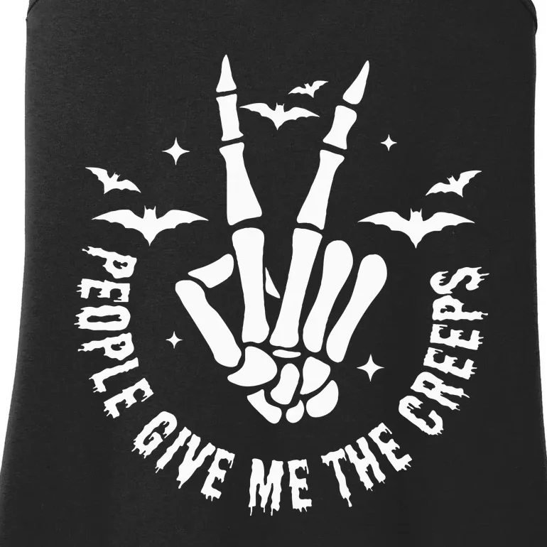 Funny Halloween Skeleton Hand Fall People Give Me The Creeps Ladies Essential Tank