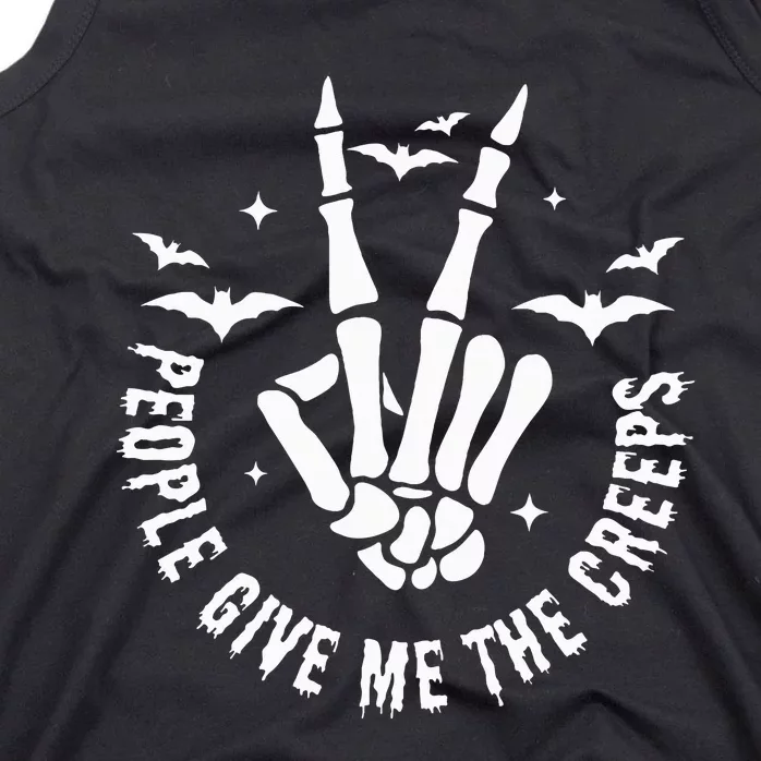 Funny Halloween Skeleton Hand Fall People Give Me The Creeps Tank Top